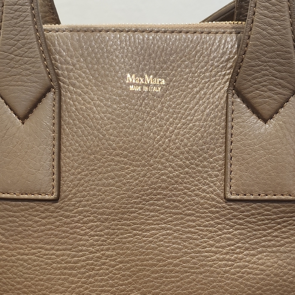 MaxMara Pebbled Taupe Leather Handbag